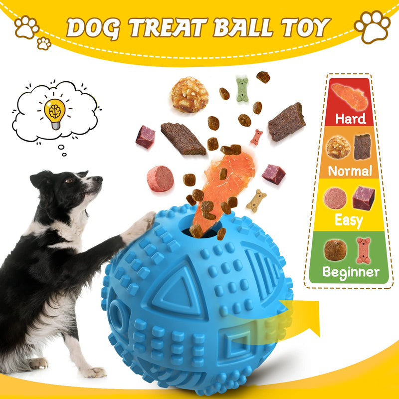LEGEND SANDY Dog Balls Treat Dispenser Dog Toys for Aggressive Chewers Large Breeds, Almost Indestructible Squeaky Toy for Large Dogs, Natural Rubber Dog Puzzle Toy, Blue - PawsPlanet Australia