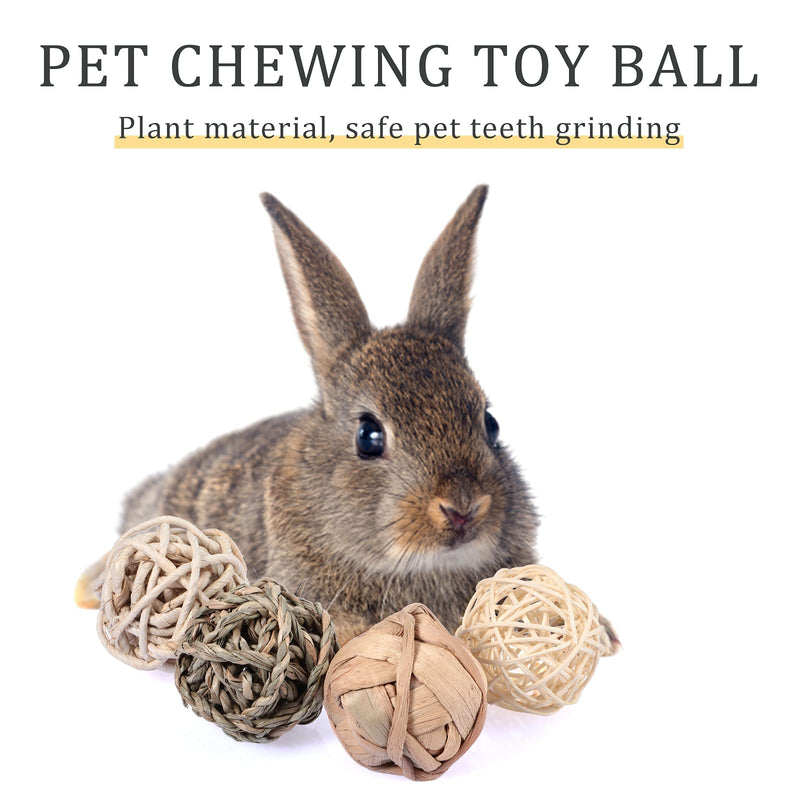 SKYLETY 15 Pieces Small Animal Chew Ball Toy Rolling Activity Play Balls Bunny Treat Ball Grass Ball Pet Cage Accessories for Rabbits Guinea Pigs Chinchilla Teeth Grinding Gnawing Biting - PawsPlanet Australia