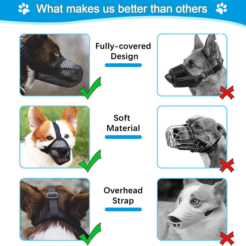 Muzzle for dogs, dog muzzle soft and comfortable, mesh dog muzzle, adjustable breathable muzzle for medium dogs, large dogs, prevents biting, chewing - PawsPlanet Australia