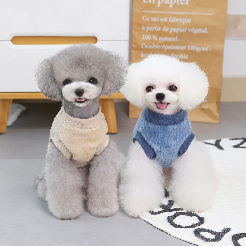 YAODHAOD Dog Sweater Dog Clothes Plush Soft Thick Warm Winter Dog Cat Apricot Size S - PawsPlanet Australia