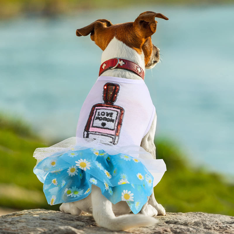 2 Pieces Dog Dress Pet Tutu Dress Puppy Dress Cute Dog Princess Skirt Elegant Pet Summer Apparel Doggie Clothes for Small Dogs Cats Pets (S) - PawsPlanet Australia