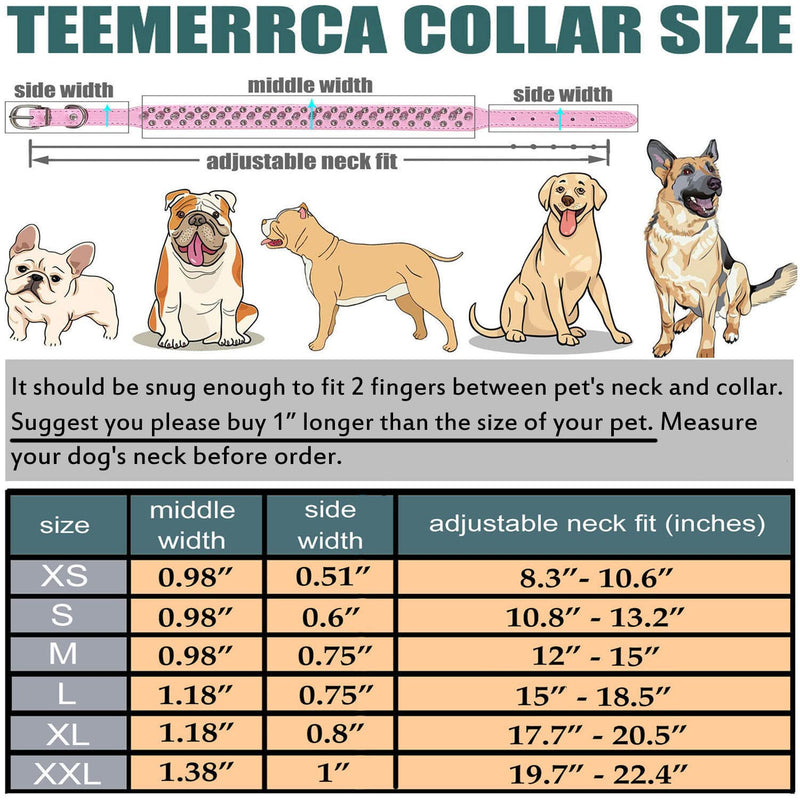 TEEMERRYCA Adjustable Microfiber Leather Spiked Studded Dog Collars with a Squeak Ball Gift for Small Medium Large Pets Like Cats/Pit Bull/Bulldog /Pugs XS(8.3"-10.6" / 21cm-27cm) BLACK - PawsPlanet Australia