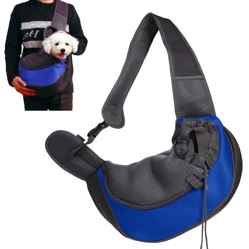 JANKS Pet Sling Carrier, Small Dog Cat Carrier Sling Hands-Free Pet Puppy Outdoor Travel Bag Tote Reversible Comfortable Machine Washable Adjustable Pouch Single Shoulder Carry for Pets Below 6lb 01 Blue - PawsPlanet Australia