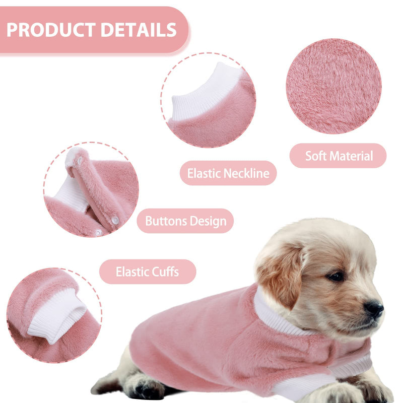 LETSQK Dog Hoodie Pink Pullover Hoody Knitwear Turtleneck Sweater for Puppy, Soft Fleece Pet Sweater,Winter Puppy Sweater Clothes for Dogs Cat Small - PawsPlanet Australia