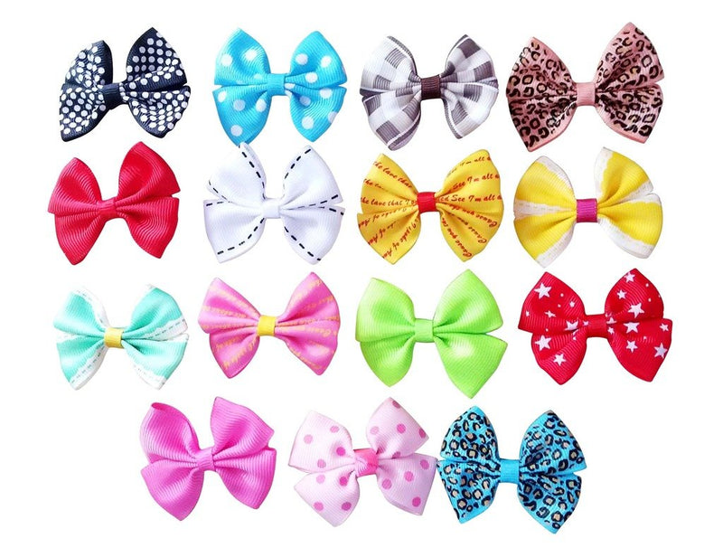 PET SHOW Dog Hair Bows with Alligator Clips for Small Dogs Bowknot Hair Clips Cat Puppy Yorkshire Grooming Hair Accessories Assorted Pack of 20 - PawsPlanet Australia