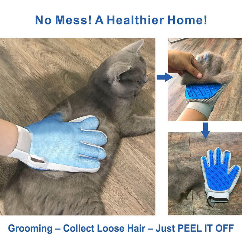 [Australia] - Pet Hair Remover Glove - Gentle Pet Grooming Glove Brush - Efficient Deshedding Glove - Massage Mitt with Enhanced Five Finger Design - Perfect for Dogs & Cats with Long & Short Fur - 1 Pack 1 Pack (2 in 1 glove) 