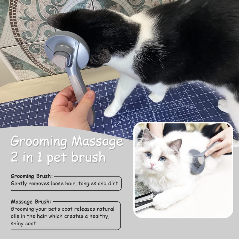 PETDOM Cat Brush Self Cleaning - Slicker Brush for Gently Removes Dead Undercoat and Loose Hair - Pet Grooming Comb Suitable for Short Medium Haired Dogs Cats - PawsPlanet Australia