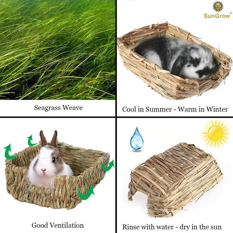 [Australia] - SunGrow Portable Grass Bed - Hand-Made with Natural Grass: Provides Paws Protection & Relaxation : Lightweight, Durable, Safe & Comfortable for Rabbits, Chinchillas, Guinea Pigs & Other Small Animals 
