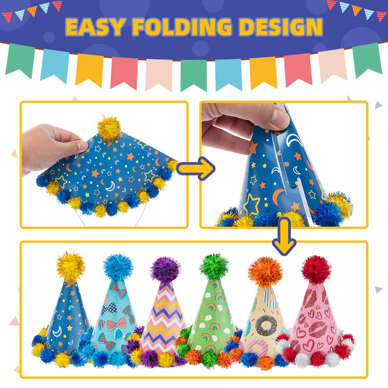 Dog Party Hat Pet Cap 6 Pack - Cute Puppy Cone Hats Party Accessories for Dogs & Cats, Perfect for Birthday, Holiday, Festival - PawsPlanet Australia