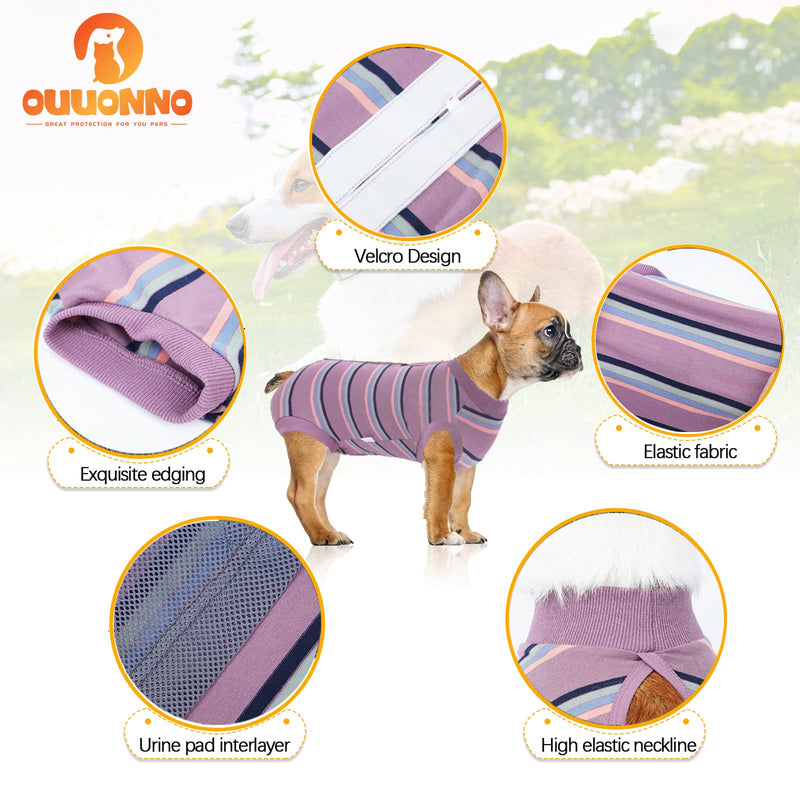 oUUoNNo Dog Recovery Suit, Dog Surgical Suit for Abdominal Wounds, Dog Post-Surgery, Dog Cone and E-Collar, Prevent Dogs from Licking (S, Purple) S - PawsPlanet Australia