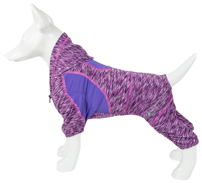 [Australia] - Pet Life Active 'Downward Dog' Heathered Performance 4-Way Stretch Two-Toned Full Body Warm Up Hoodie X-Large Purple 