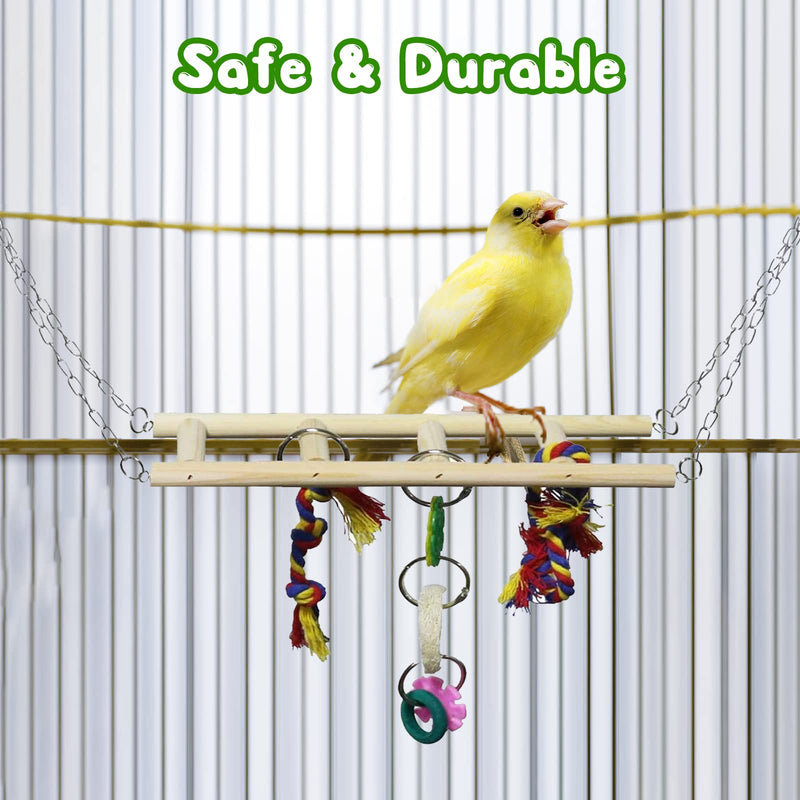 BWOGUE 7 Packs Bird Parrot Toys Natural Wood Chewing Toy Bird Cage Toys Hanging Swing Hammock Climbing Ladders Toys for Small Parakeets, Cockatiels, Conures, Finches,Budgie, Parrots, Love Birds - PawsPlanet Australia