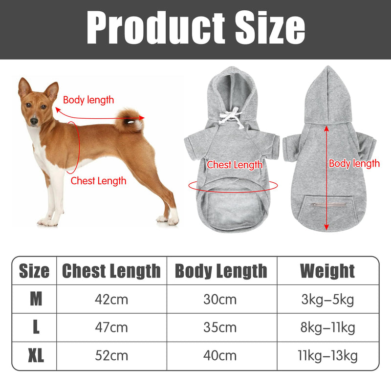 Moorle Dog Jumper Fleece Dog Jumper Hoodie Small Dog Hoodie Jumper Dog Jumper Puppy T-Shirt Winter Warm Dog Jumper Gray for Small Dogs and Cats Pet Clothing Apparel Size M - PawsPlanet Australia