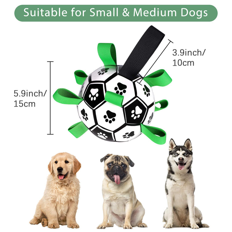 G.C Dog Soccer Ball with Grab Tabs Interactive Dog Toys Durable Dog Tug Toy 6 inch Outdoor Dog Water Toy for Small Medium Dogs - PawsPlanet Australia