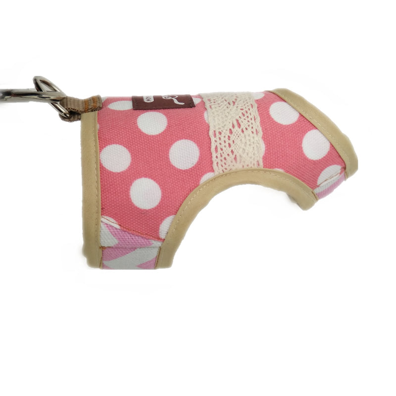 [Australia] - Escape Proof Cat Harness with Leash, Adjustable Cat Walking Jackets, Padded Cat Vest XS 1-3LBS Polka dot pink 