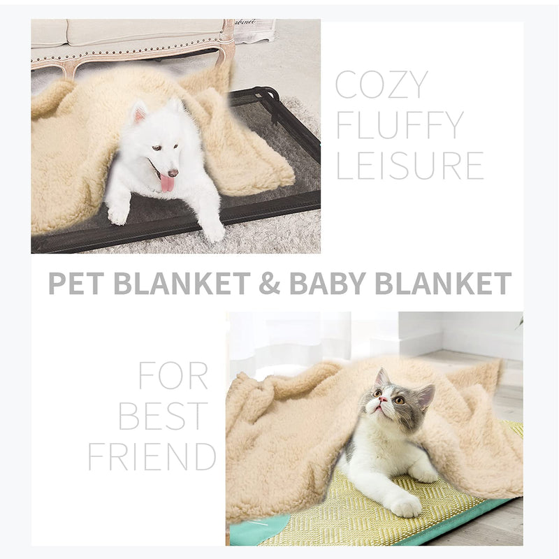 Fuzzy Puppy Blanket Warm Fleece Small Dog Blankets Boy Sherpa Washable Fluffy Pet Cat Throw Pad Couch Cover Premium Beige S (24"x31") - PawsPlanet Australia