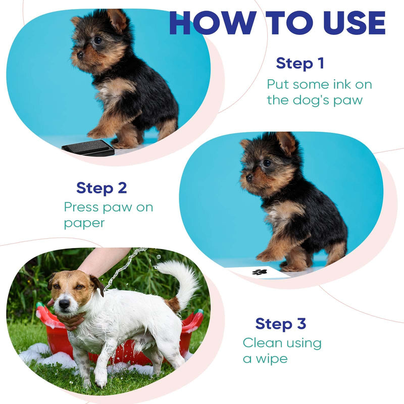 Cat and Dog Pet Paw Print Kit No Mess Safe Paw Print Ink Pad for Puppy Animal Memorial Gifts Pet Friendly, Black Ink - PawsPlanet Australia