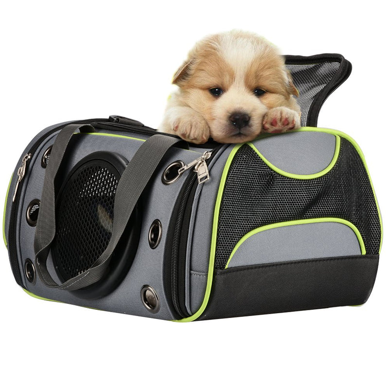 [Australia] - PETLOFT Innovative Pet Carrier, Deluxe Soft Sided Top & Side Loading Foldable Pet Travel Carrier for Cats and Small Dogs Medium Green 