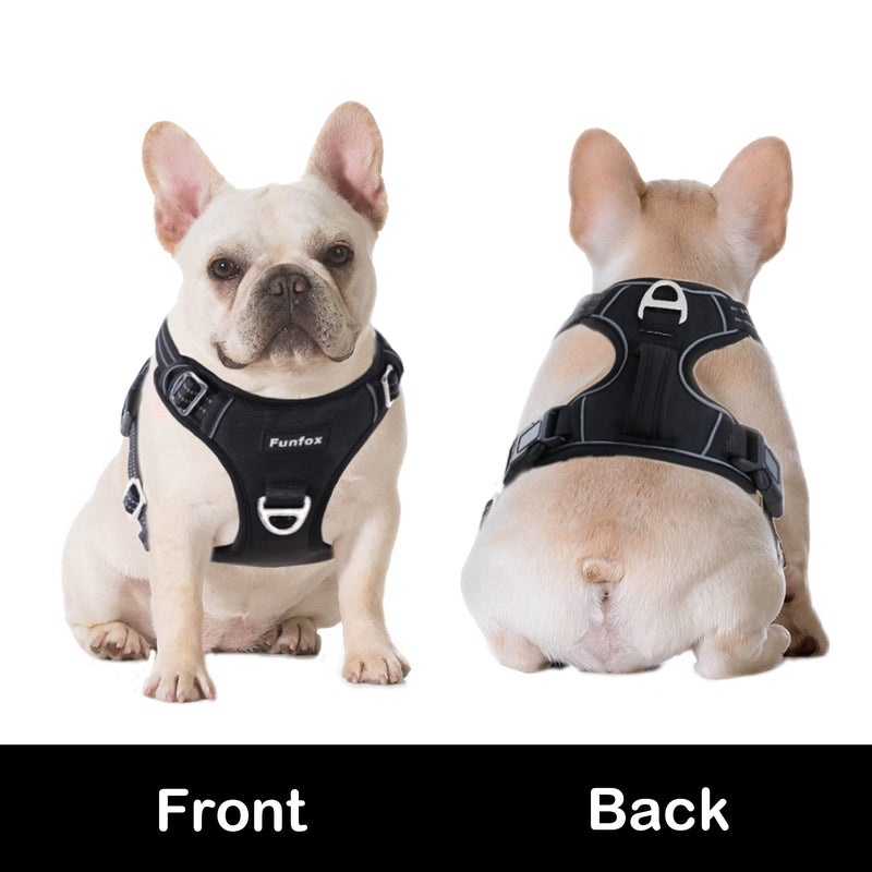 Funfox Dog Harness for Medium Dogs No Pull, Medium Pet Harness with 2 Clips, Adjustable Dog Vest Harness for Walking, Soft Padded Reflective Harness Ergonomic Handle Control Small Medium Puppy Dogs S Black - PawsPlanet Australia