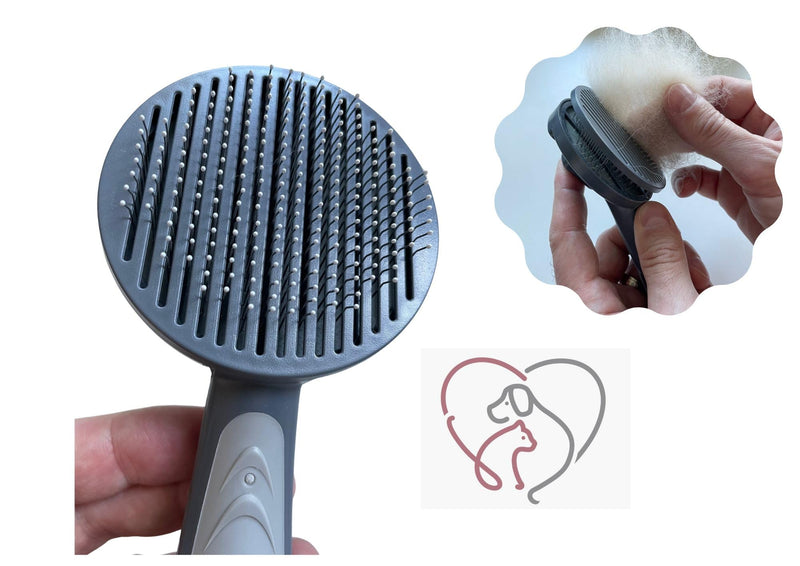 Cat brush, dog brush, pet brush for cats and dogs with short, medium and long hair, self-cleaning at the touch of a button, washable, cat comb, very robust (green) green - PawsPlanet Australia