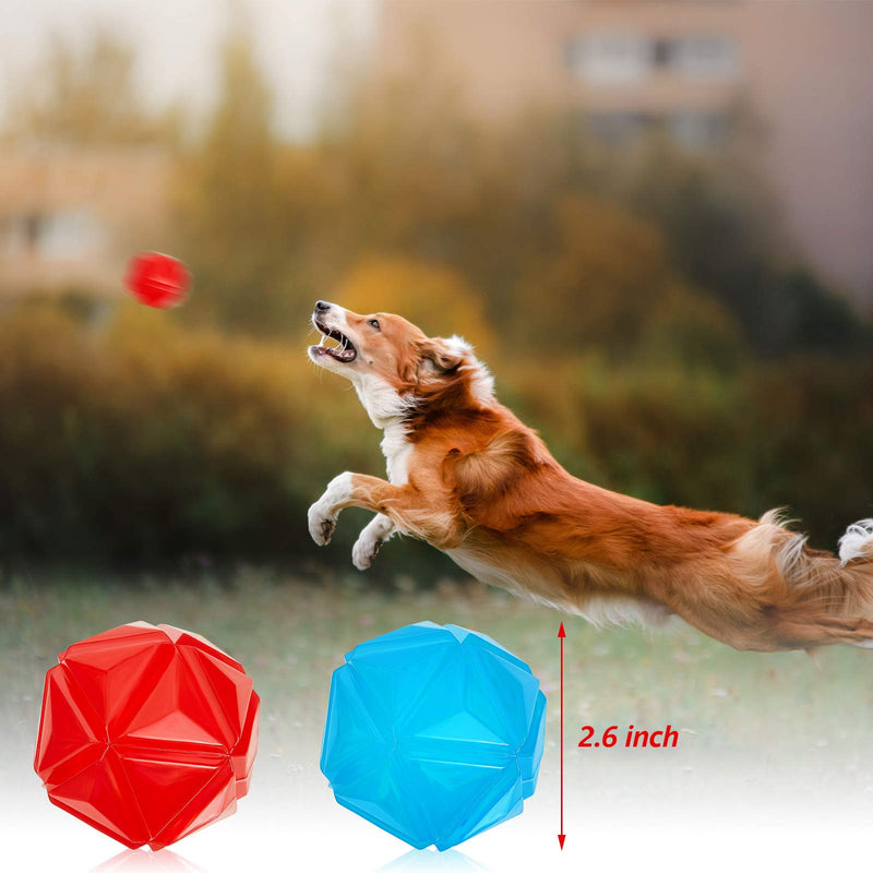 [Australia] - Weewooday 2 Pieces LED Light Up Dog Balls Pet Flash Bouncy Balls Dog Squeaky Balls Interactive Toys for Pets Dogs Party Favor, Blue and Red 