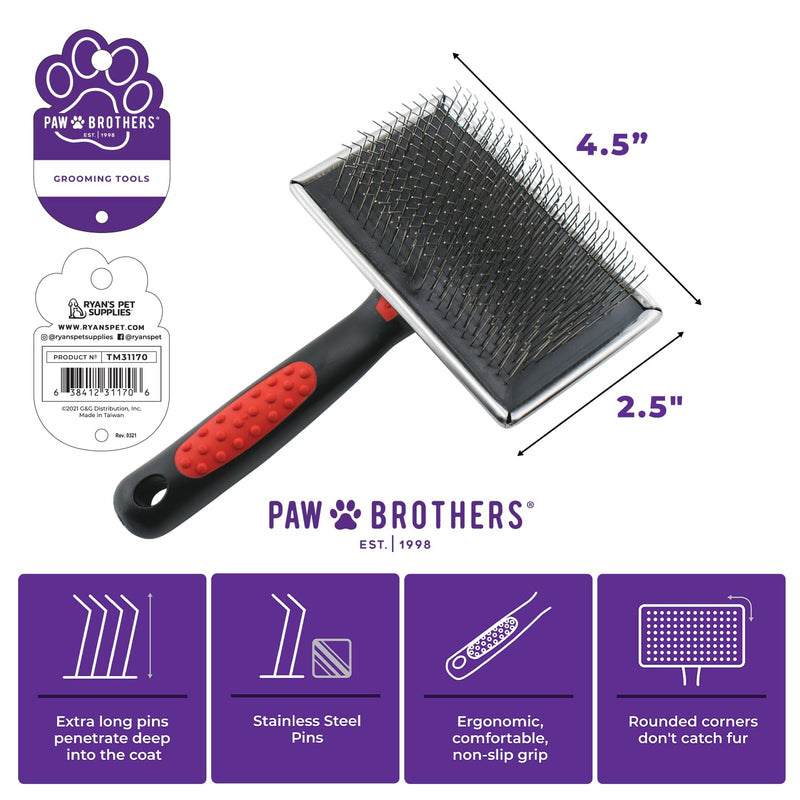 PAW Brothers Extra Long Hard Pin Slicker Brush, large Extra long hard needle. - PawsPlanet Australia