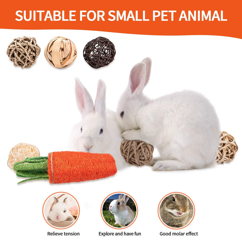 OVERTANG Guinea Pig Toys - Treats, Bunny Toys - Treats, Play Balls Rolling Chew Toys, Loofa Carrot Toys, for Rabbits, Chinchillas, Guinea Pigs, Hamsters - PawsPlanet Australia