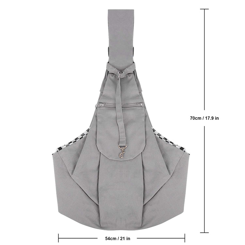 PETLOFT Reversible Dog Cat Sling Carrier, Small Dog Carrier, Adjustable Dog Sling with Fine Pocket, Hands Free Cross Body Carrier with Collar Hook for Dog/Cat/Bunny up to 11lb Grey - PawsPlanet Australia