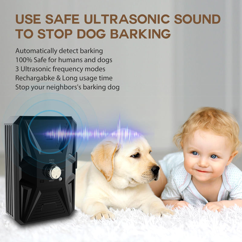 Bubbacare Bark Control for Dogs, Bark Control Ultrasonic Dog, 3 Levels Automatic Bark Control with 33ft, Rechargeable & Waterproof Anti Bark Device Dogs, for Large Small Dogs Indoor Outdoor Black #907 - PawsPlanet Australia