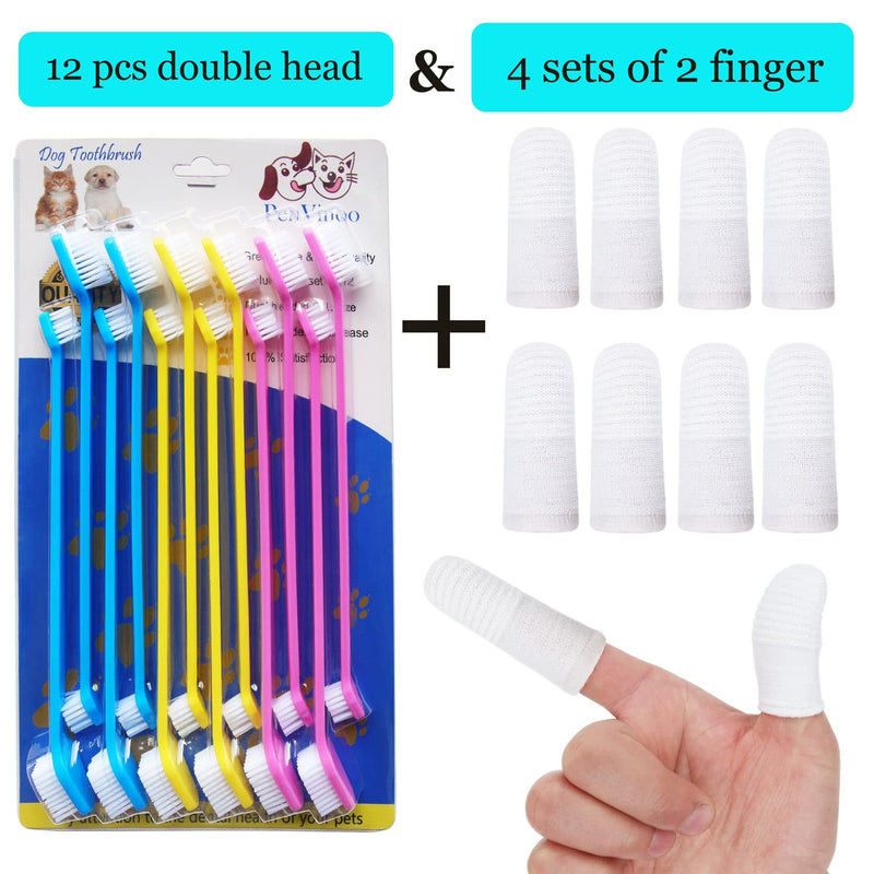 Pet Dog Soft Toothbrush Dog Toothbrush Finger Toothbrush pet Toothbrush Small to Large Dogs (12 Head Toothbrush) 12 Pcs-dual End Toothbrushes - PawsPlanet Australia