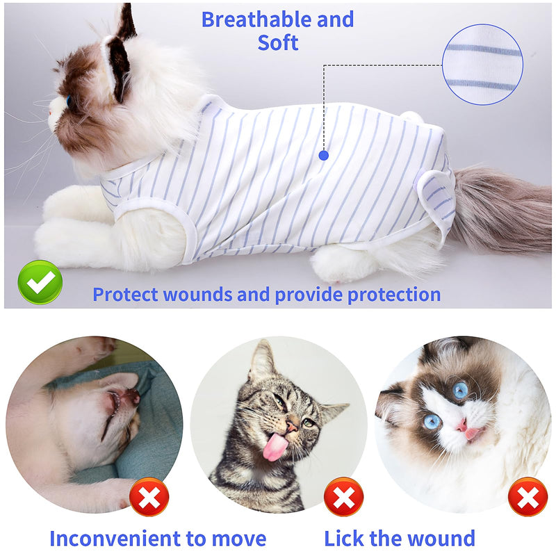 cobee Professional Cat Recovery Suit for Abdominal Wounds or Skin Diseases Cat Surgery Recovery Suit Soft E Collar Cone Alternative Cat Onesie after Surgery (Size L) L Size - PawsPlanet Australia