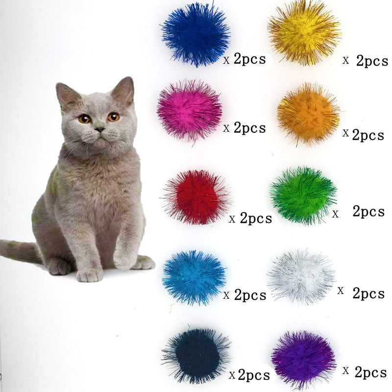 20 Pack Crinkle Balls Cat Toys, 20 Pack Glitter Pom Pom Balls Cat Toy Pom Balls Tinsel Balls - PawsPlanet Australia