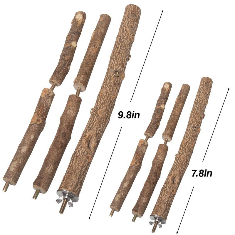 [Australia] - Bird Perch Natural Wood Stand Toy, Parrot Perch Branch for 3-4pcs Small Medium Birds, Birdcage Toy Climbing Stairs for Parakeets Cockatiels, Conures, Macaws, Parrots, Love Birds, Finches Large-length 13.8" 