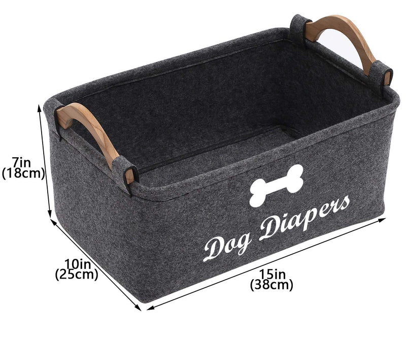 Morezi Felt dog diapers storage bin 38x25x18cm, portable car travel container - perfect for organizing pet diapers,toys, leashes - basket only - PawsPlanet Australia