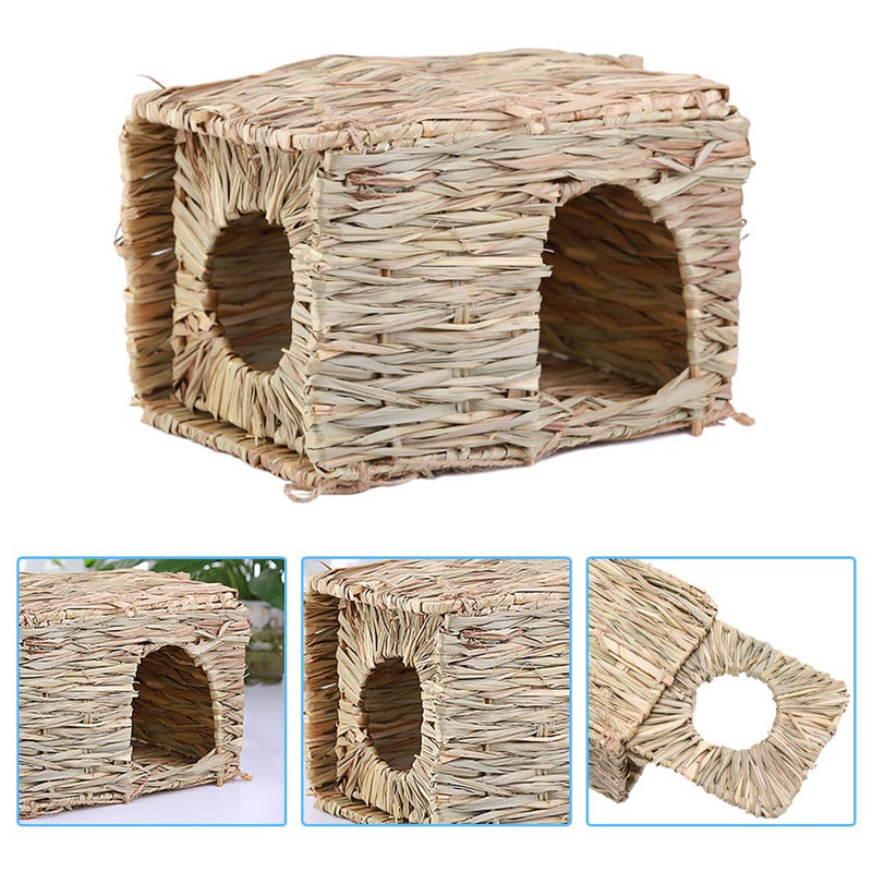 Grass House for Rabbit - Natural Hand Woven Seagrass Hay Hut Foldable Woven Hut, Hideaway Hut Toy for Bunny, Guinea Pigs, Chinchilla, Small Animals, 1 Pack - PawsPlanet Australia