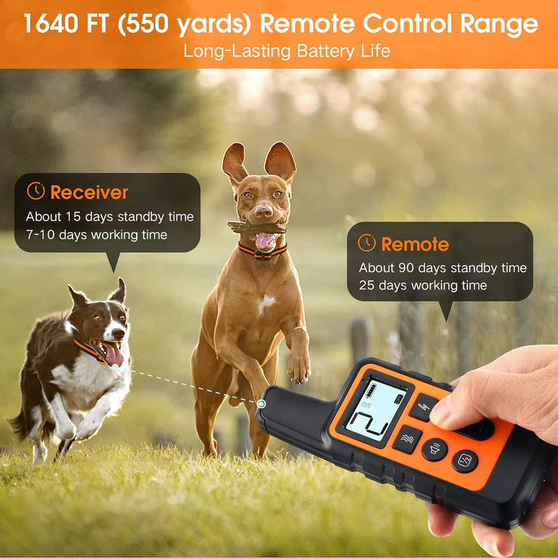 TWODEER Dog Training Collar, IPX7 Waterproof Shock Collars for Dog with Remote Range 1640ft, 3 Training Modes, Beep Vibration and Shock, Electric Dog Collar for Small Medium Large Dogs Black&Orange - PawsPlanet Australia