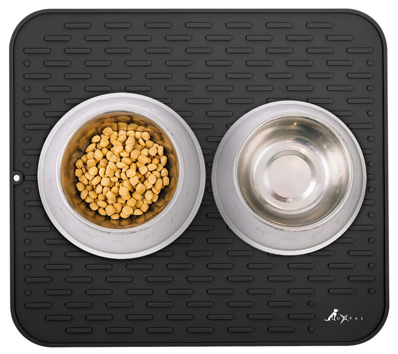 LuxPal Large 17X15 Premium Grade Silicone Dog & Cat Indoor or Outdoor Food Mat for Pets and Animals None Slip Food Tray Placemat for All Floors, Washable, Food Grade, Black - PawsPlanet Australia