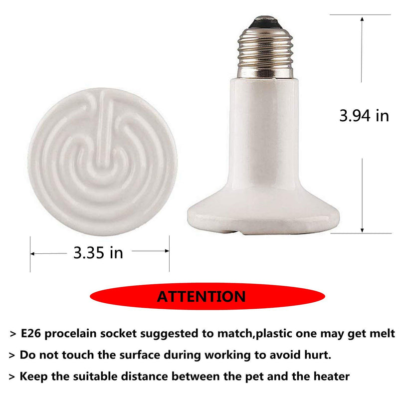 BOEESPAT 150W 2 Pack Ceramic Infrared Heat Emitter Bulb, Reptile Heat Lamp Brooder Coop Pet No Light No Harm for Pets Amphibians Hamsters Snakes Birds Poultry Chicken Coop Habitats (White) - PawsPlanet Australia