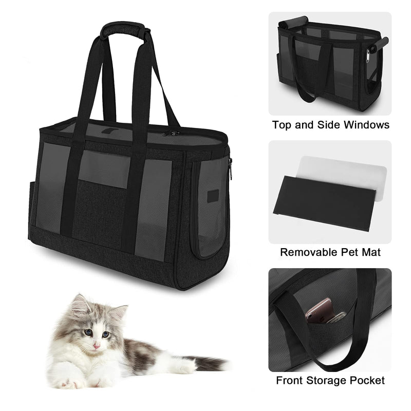 Cityork Dog Cat Carrier for Small Medium Dogs Cats, Small Pet Cat Dog Carriers Tote for Outdoor Walking, Comfortable Breathable Cat Dog Purse Bags, Soft Carry Cage Bag for Dog Cat Black - PawsPlanet Australia