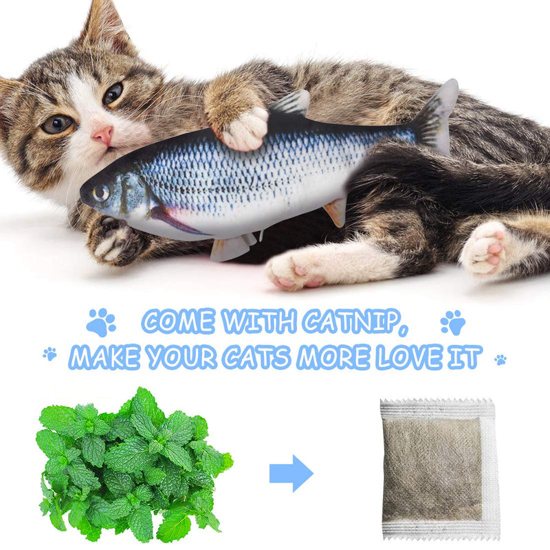 NaCot Cat Toy Fish Catnip,Electric Interactive Cat Movement Toy USB Dancing Fish for cats to play, bite, chew and kick (Grey) - PawsPlanet Australia
