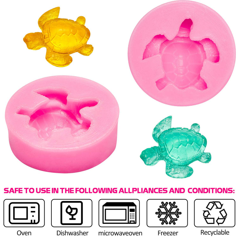 2 Pieces Sea Turtle Silicone Mold Turtle Candy Fondant Mold Tortoise Chocolate Making Mold for DIY Baking Cake Desserts Decoration Tools - PawsPlanet Australia