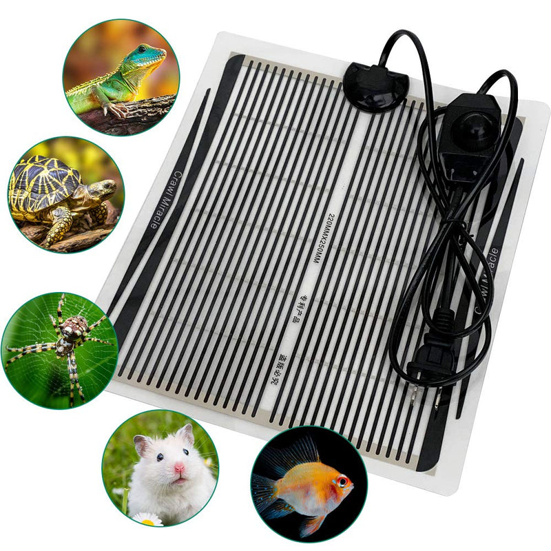 YOUMU Reptile Heating Pad-(5W/15W/25W/35W) Temperature Adjustable Terrarium Heat Mat for Turtle/Snake/Frog/Lizard/Small Animals/Plant Box 15W(8.66in*9.84in) - PawsPlanet Australia