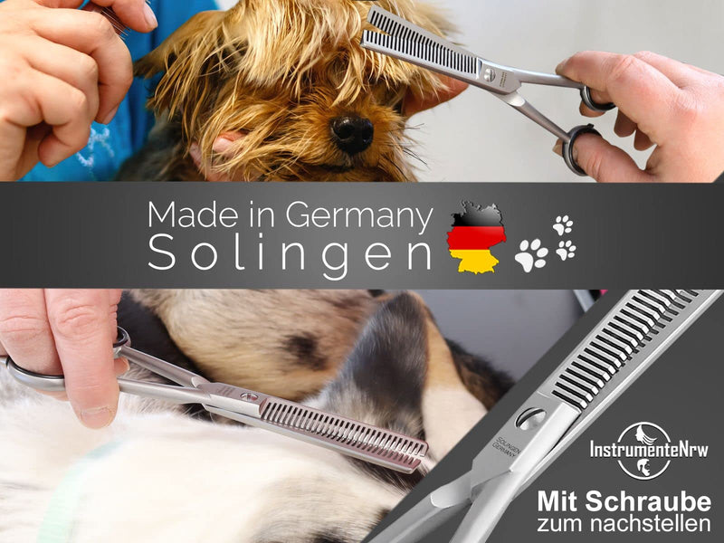 Fur scissors from Solingen Thinning scissors Dog scissors with 2-sided teeth Thinning scissors Made in Germany Fur hair scissors with sharp cut for dogs and cats for thinning animal fur (15.24 cm) 15.24 cm - PawsPlanet Australia