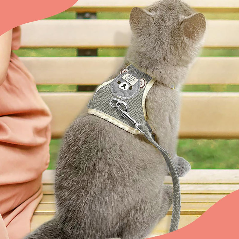 Adjustable Rabbit Leash, Pack of 2 Adjustable Leash for Rabbits, Breathable Vest Harness, Soft Rabbit Harness for Small Animals, Rabbit, Hamster, Cat (Pink, Grey) - PawsPlanet Australia