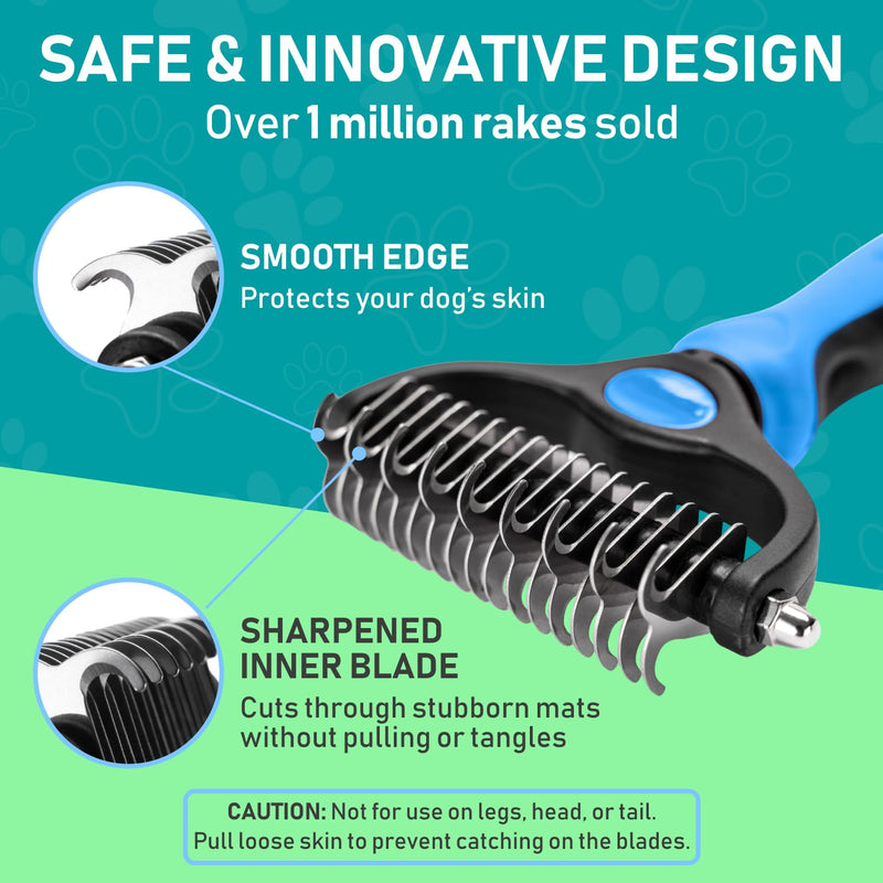 Maxpower Planet Pet Grooming Brush Undercoat Rake Bundle, Dog Frisbee 2 Pack Easy to Spot Disc and Dog Brush for Shedding, Blue - PawsPlanet Australia
