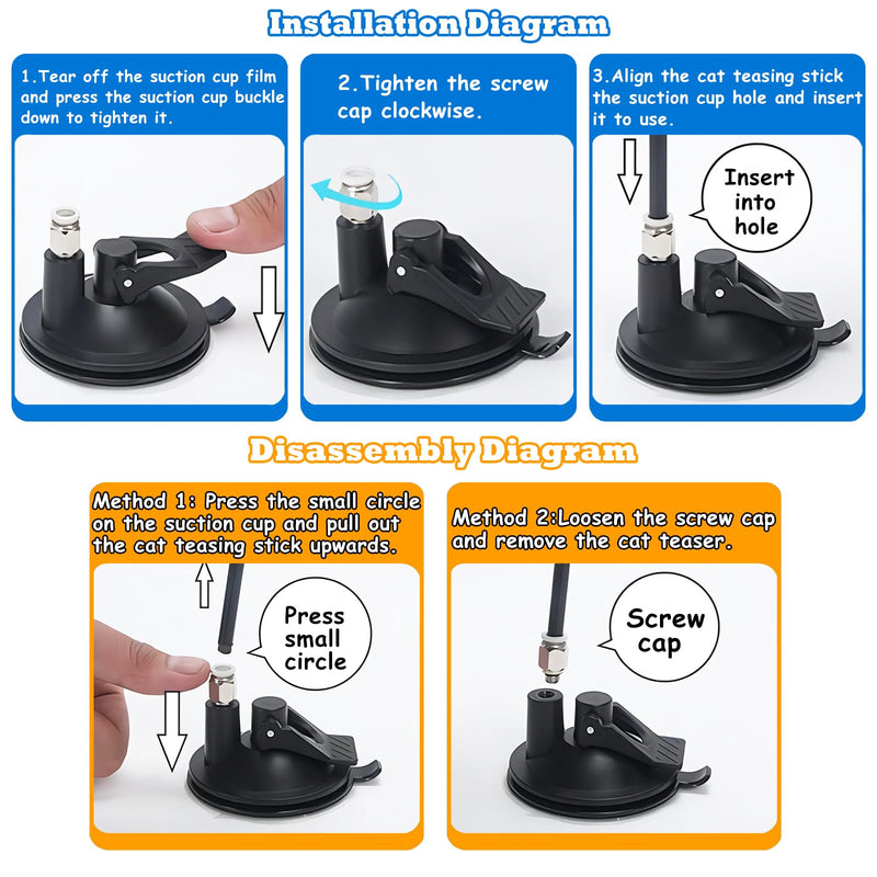GIAPINST Interactive Cat Toys with Feathers, Cat Toys Self-Employment Pack of 10 Incloude 1 Powerful Removable Suction Cup, 2 Wand, 7 Replacement Teaser Toys with Bells - PawsPlanet Australia