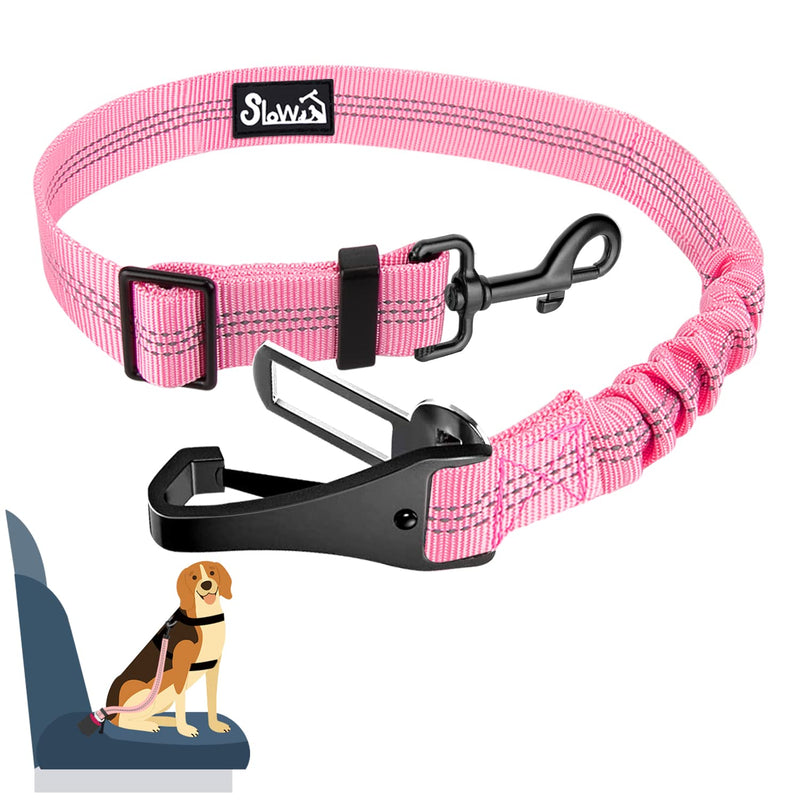 Eyein dog seat belt, 3 in 1 seat belt dog car with reflective elastic nylon bungee, dog seat belt for all dog breeds and car seats trunk, 90 cm (pink) 90 cm (62-90 cm) pink - PawsPlanet Australia