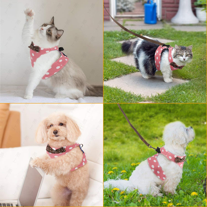 KATELUO Escape Proof Cat Harness, Cat Harness and Leash Set, Cat Vest Harness, Adjustable Soft Breathable Mesh, Perfect for Small Medium Cats (M, Pink) M - PawsPlanet Australia