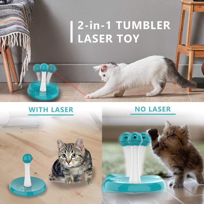 [Australia] - Newest Cat Laser toy,Upgraded Interactive Tumbler Laser Toys for Pet,Automatic Electronic Cats Pets Kitten Chaser Toy with Laser Indoor,4 Speed Modes,3 Timer Settings,Irregular Circle,Safe Material 