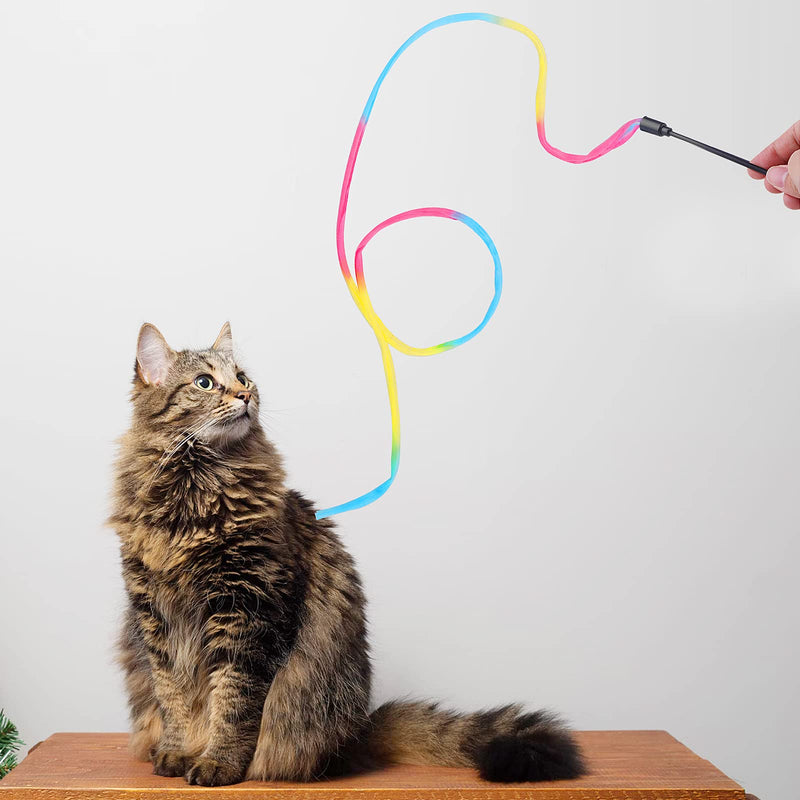 cobee Interactive Magic Wand for Cats, Rainbow Magic Wand for Cats Toy Cat Charmer String Kitten Ribbon Toy Ribbon Charmer for Playing (3 pieces, 30cm) 3 pieces, 30cm - PawsPlanet Australia